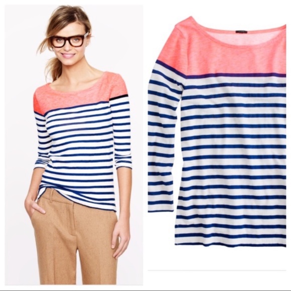 J. Crew Tops - NWOT J. Crew Colorblock Stripe Boatneck Tee Small